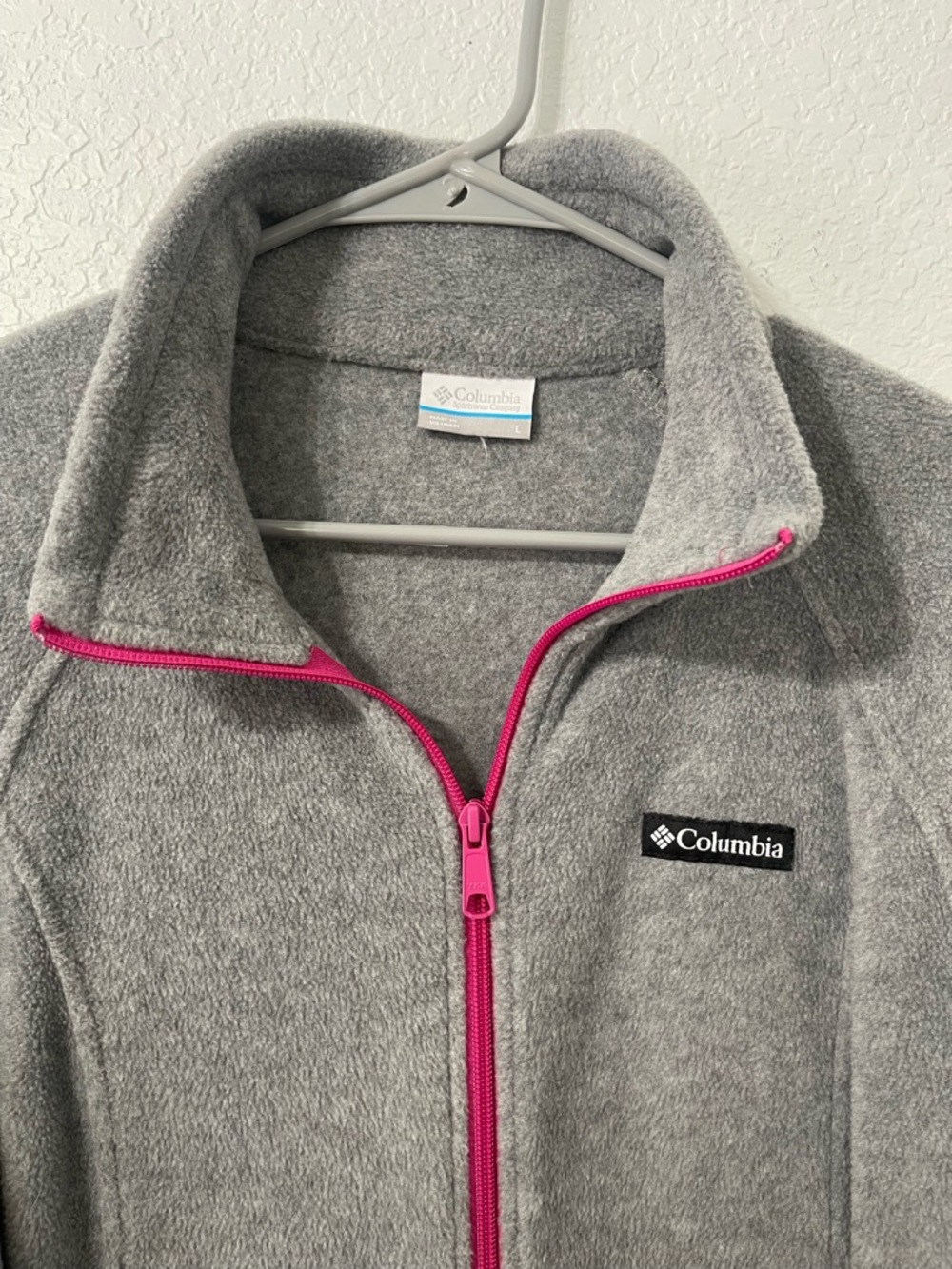 Columbia Gray Fleece Jacket with Pink Zipper - Picture 2 of 4